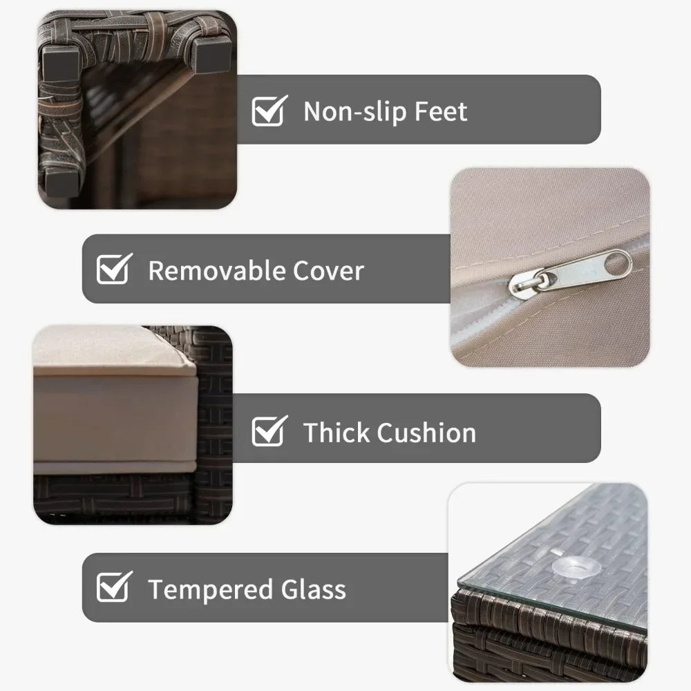 %a Camping Outdoor Indoor Backyard Porch Garden Poolside Balcony Use (Beige) Patio Furniture Outdoor Set Nature Hike Table Sets