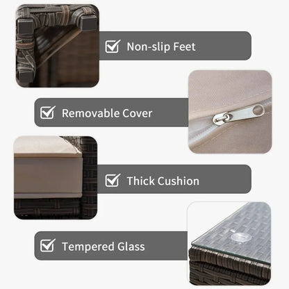 %a Camping Outdoor Indoor Backyard Porch Garden Poolside Balcony Use (Beige) Patio Furniture Outdoor Set Nature Hike Table Sets