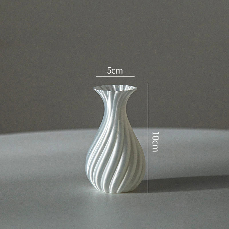 Modern Style Vase Room Decoration Plastic Flower Vase Wihte Black Flower Bottle Aesthetic Floral Arrangement Display Vase