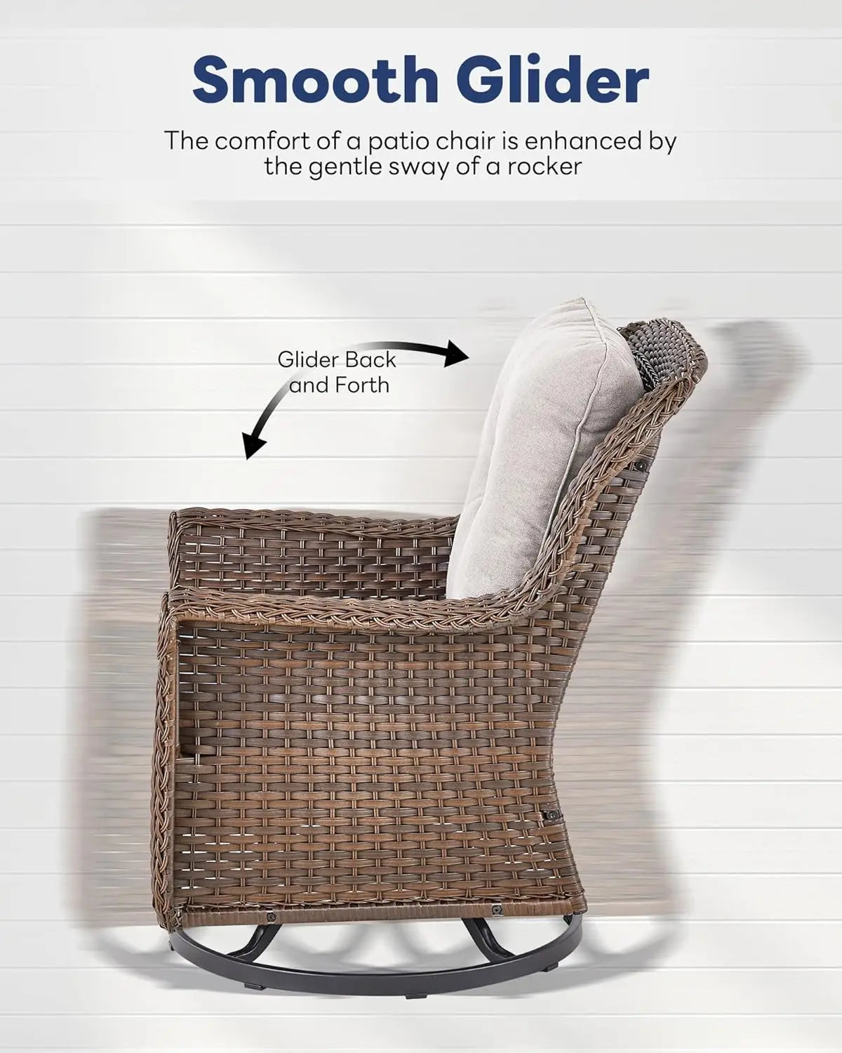 Patio Swivel Chairs Set of 2-High Back Swivel Rocker Outdoor Chair Patio Chair for Deck Porch Lawn Garden Backyard-Brown/Beige