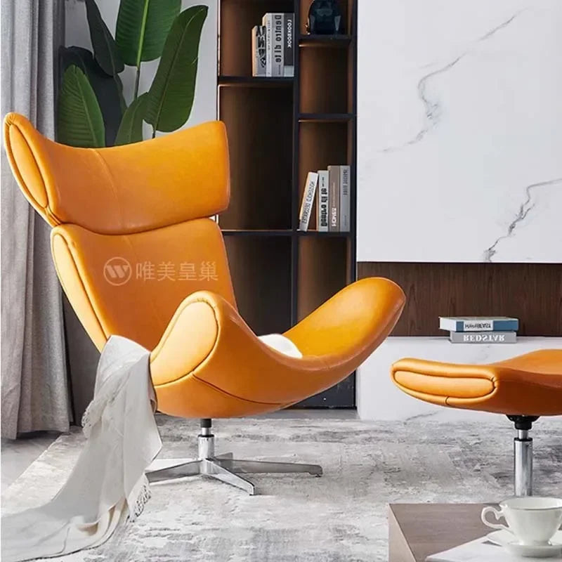 Comfortable Ergonomic Living Room Chairs Modern Leather Nordic Sofa Chairs Designer Recliner Portable Fauteuil Salon Furniture