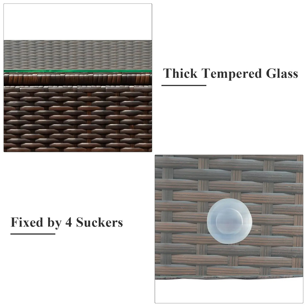 3 Pieces Patio Furniture Set, Outdoor Conversation Rattan Furniture Set w/Washable Cushion and Tempered Glass Tabletop, PE Ratta