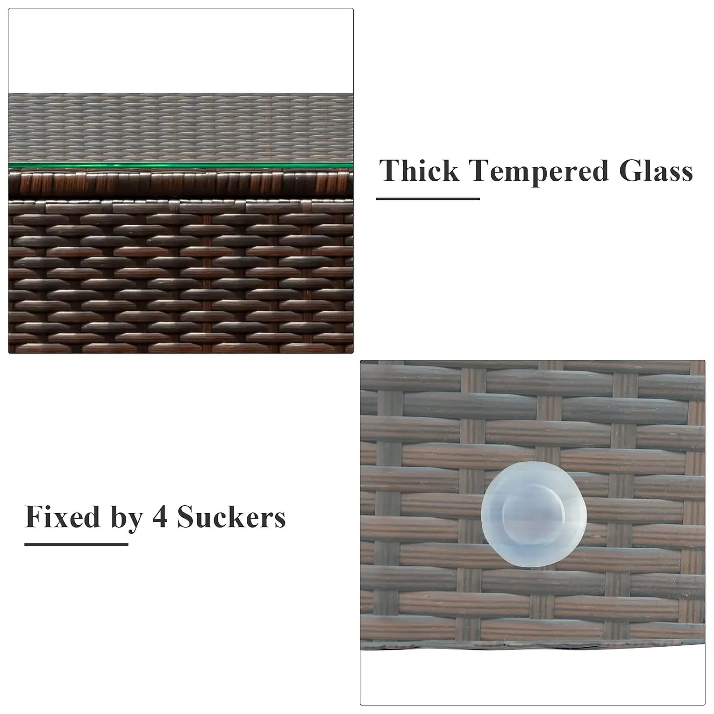 3 Pieces Patio Furniture Set, Outdoor Conversation Rattan Furniture Set w/Washable Cushion and Tempered Glass Tabletop, PE Ratta