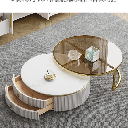 D178 Y Coffee Table Modern Living Room Size round Combination Rounded Corner Paint Metal Complete Set Stone Plate round Coffee T