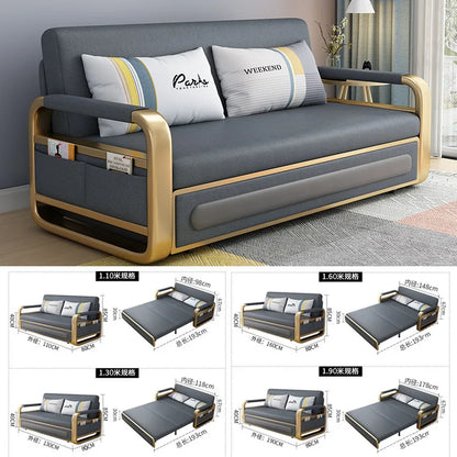 Dual-purpose simple multi-functional storage sofa bed retractable small apartment living room push-pull single double technology