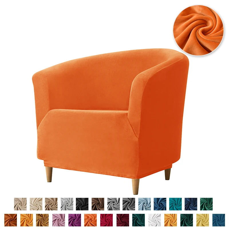 Velvet Tub Cover Chair Jacquard Single Seat Sofa Slipcover 1 Seate Living Room  Furniture Couch Washable Club Armchair Cover