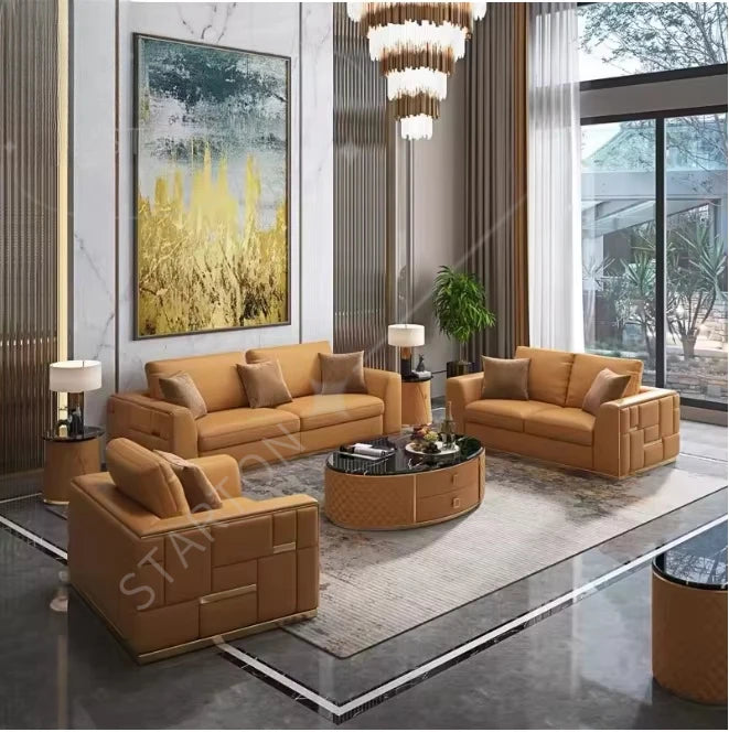 Modern Sofa Sectional Luxury 1/2/3 Seat Sofa Set Hot Sale Genuine Leather Upholstery Furniture for Living Room Sofa Couch