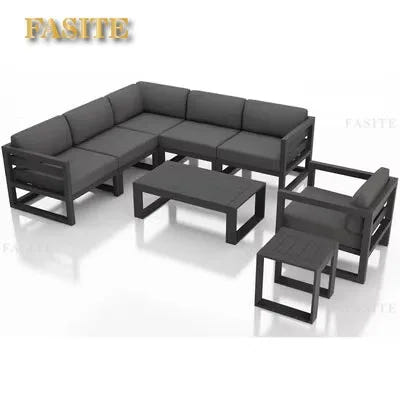 Nordic outdoor sofa coffee table combination simple courtyard waterproof sunscreen circular arc furniture