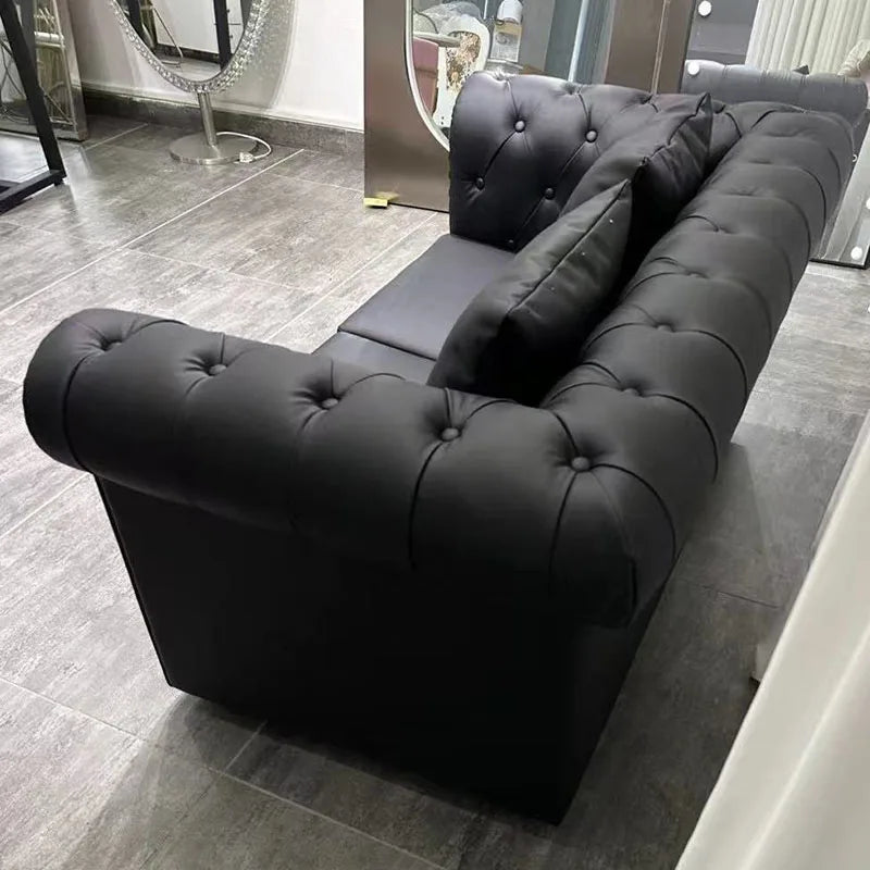 *Hair salon waiting chair Clothing store sitting area Stainless steel gold-plated sofa waiting area Long chair