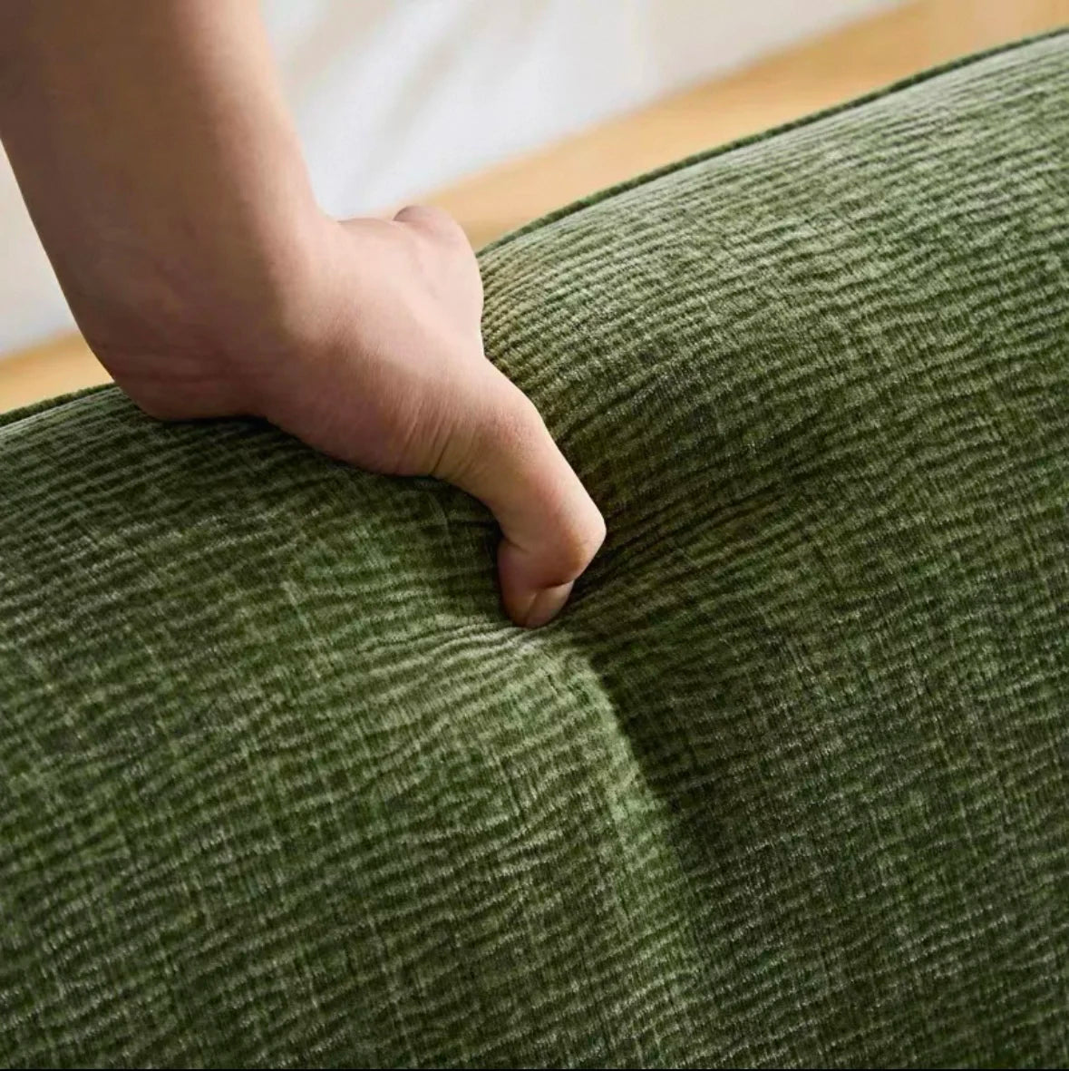 gW Nordic modern minimalist chenille cloth sofa hotel pleated curved large flat multi-person sofa