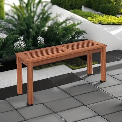 Tangkula Patio Wood Bench, 2-Person Solid Wood Bench with Slatted Seat, 39.5" Long Loveseat with Stable Wood Frame, Indoor Outdo