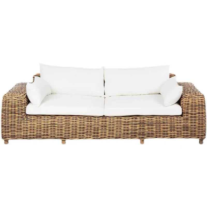 Outdoor sofa courtyard rattan chair three-piece indoor living room sofa combination villa rattan sofa chair sunscreen furniture