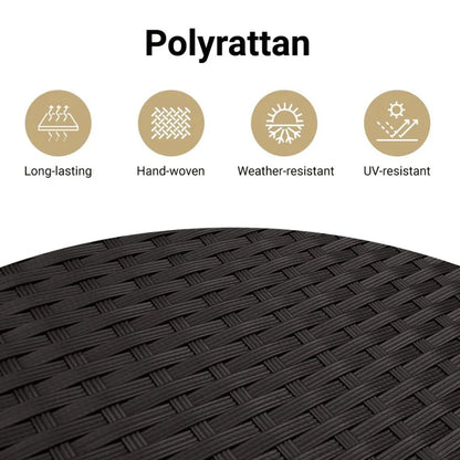 Patio Sofa with Cushions 2Seater Black Poly Rattan