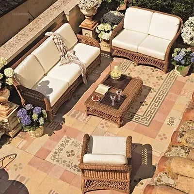 Outdoor PE Rattan Garden Chairs Balcony Courtyard Garden Waterproof Sofa Chair Outdoor Terrace Leisure Chair Outdoor Furniture A