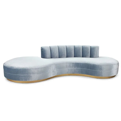 -Luxury Living Room Gold Stainless Steel Curved Sofa Velvet Upholstered Hotel Home Sofa