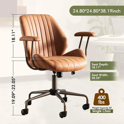 ergonomic high-back swivel chair in modern style with brown suede fabric for comfortable home office use
