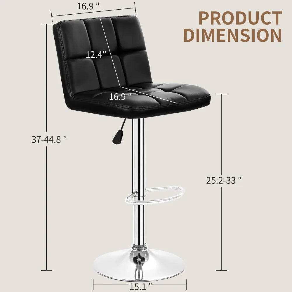Lot de 2 tabourets de bar pivotants réglables en cuir PU, tabourets de comptoir modernes avec dossier et repose-pieds, comptoir He