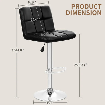 Lot de 2 tabourets de bar pivotants réglables en cuir PU, tabourets de comptoir modernes avec dossier et repose-pieds, comptoir He