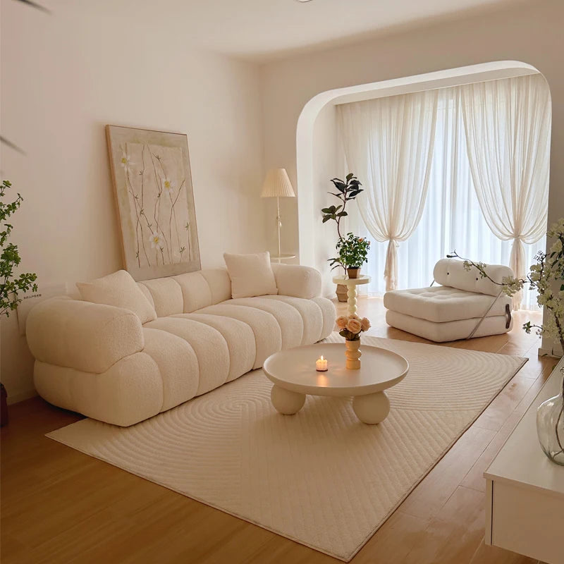 Italian Modern Style Luxury Apartment Hotel Living Room Furniture Sofa Set 3 Seater Sofa White Velvet Modern Sofa Couch