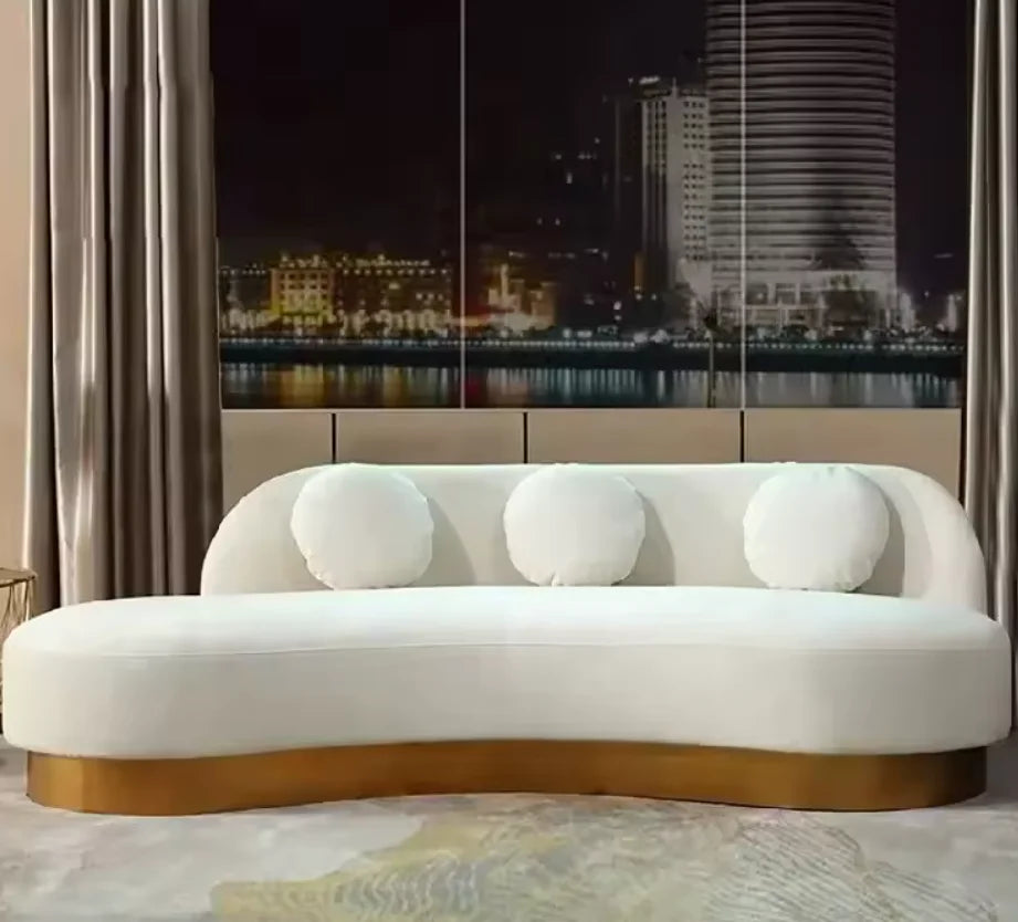 *q forModern French 3 Seater Modular Convertible Sectional Sofa with Washable Fabric and Wood Legs*