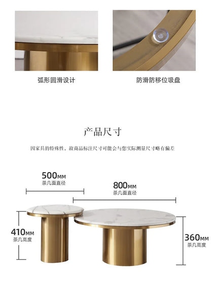*Modern simple light luxury marble coffee table combination Nordic round small coffee table