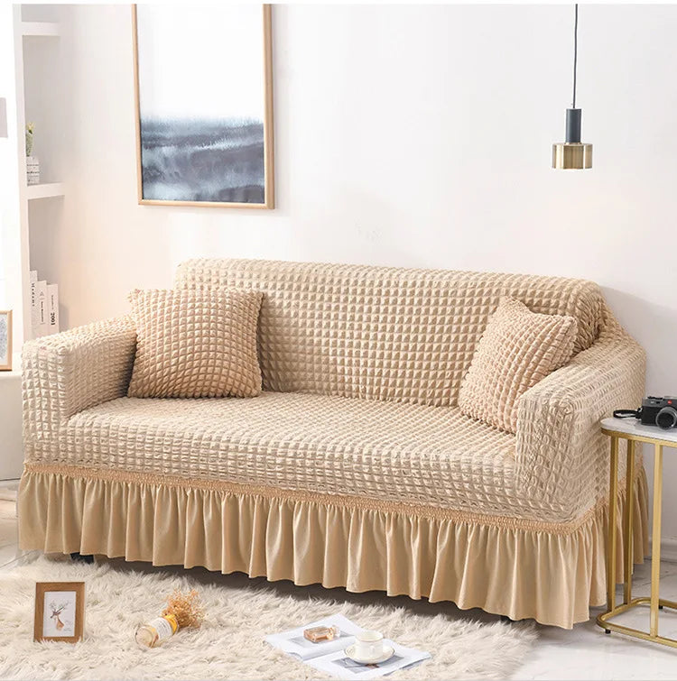 Fabric Skirt 2/3 Seater Sofa Cover 140-230cm Full Package Single Universal Elastic Sofa Slipcovers American Rustic Four Seasons