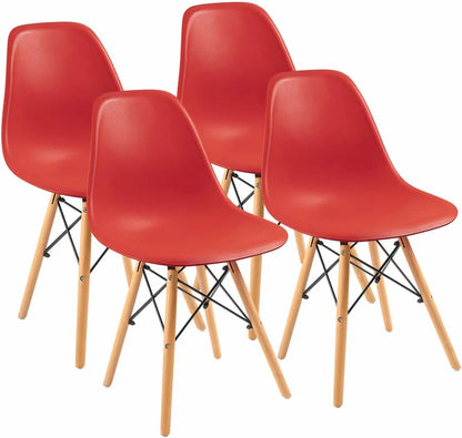 Furmax Modern Style Dining Chair Mid Century Modern DSW Chair, Shell Lounge Plastic Chair for Kitchen Chairs Set of 4(White)
