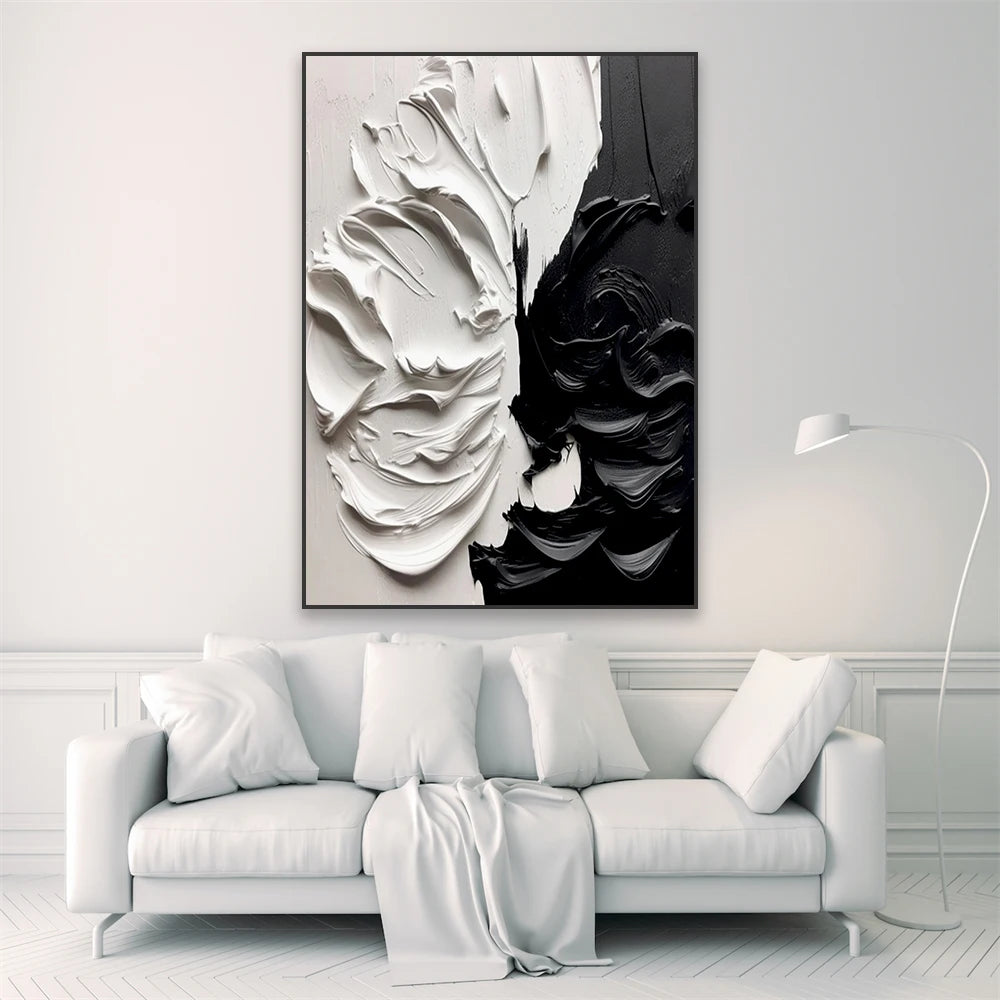 Large Black and White Abstract Poster Abstract Texture Prints Canvas Painting Modern Bedroom Canvas Painting Home Room Decor