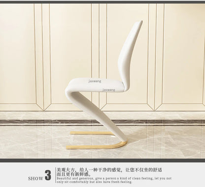 Nordic Stainless Steel Dining Chairs 2pcs Modern Casual Leather Kitchen Furniture Dining Chair Home Backrest Negotiation Chair K