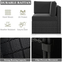 PatioLix 8 Piece Patio Furniture with 44"Propane Gas Fire Pit Table. Outdoor Sectional Conversation Set Wicker Rattan Sofa