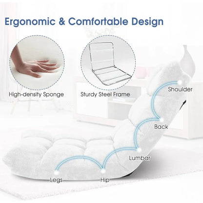 Memory Foam Floor Chair Adjustable 14-Position Reading Gaming Recliner Folding Cushioned Meditation Chair for Comfort