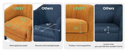 Ottoman Set of 2 - Chenille Accent Chair Mid-Century Modern Small Reading Chair Upholstered Armchair with Footrest  (Set of 2)