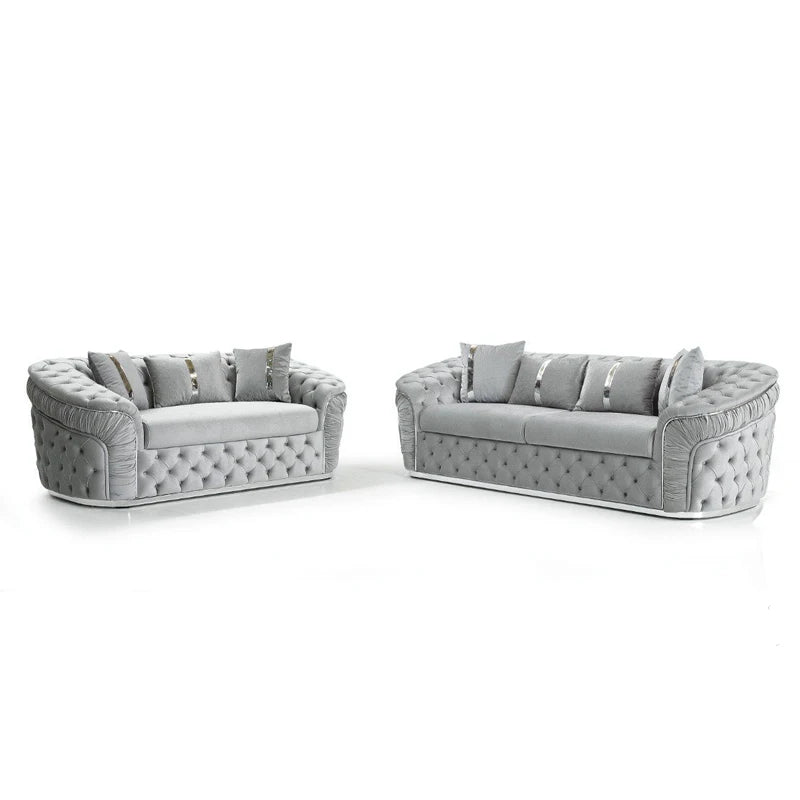 Plush velvet sofa and loveseat corner furniture living room wooden leg set