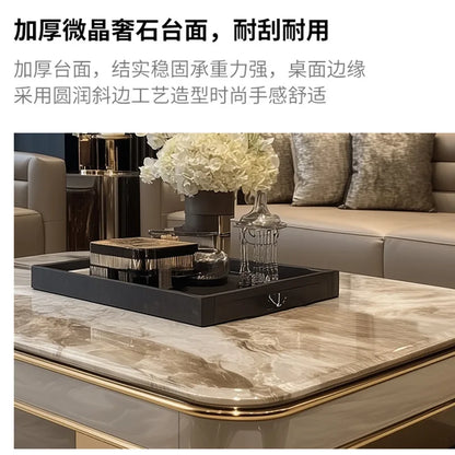 LightLuxury Coffee Table Living Room Home High-end Rectangular Luxury Stone Tea Table New High-end Villa Large Flat Coffee Table