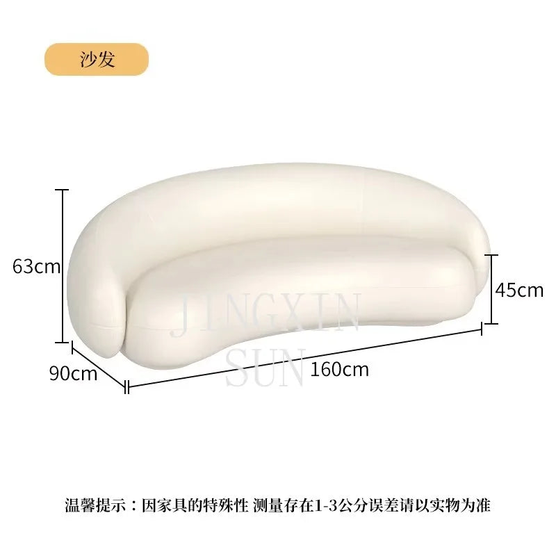 Cream curved sofa soft sofa living room bedroom dual use