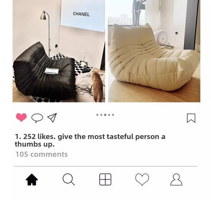 Togo caterpillar sofa balcony leisure bedroom living room reclining sleeping lazy sofa cream wind single recliner