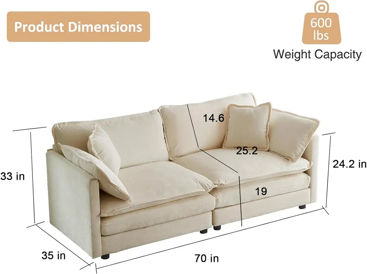 #For L-Shaped Modular Sectional Sofa, 3-Seater Comfy Cloud Couch with Ottoman/Chaise & 5 Pillows for Living Room Bedroom&