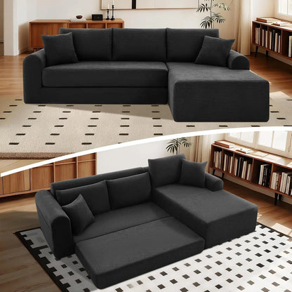 Modular Sectional Couch in a Box 103" L Shaped Boneless Cloud Couch with Deep Seat, Convertible Sofa Bed for Living Room Bedroom