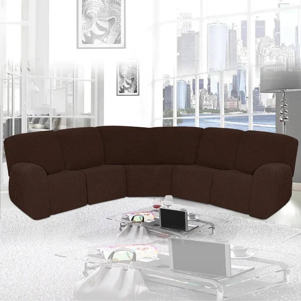 7PCS Jacquard L Shaped Corner Couch Covers Sectional Recliner Sofa Cover Stretch 5 Seater Corner Sofa Slipcover Couch Protector