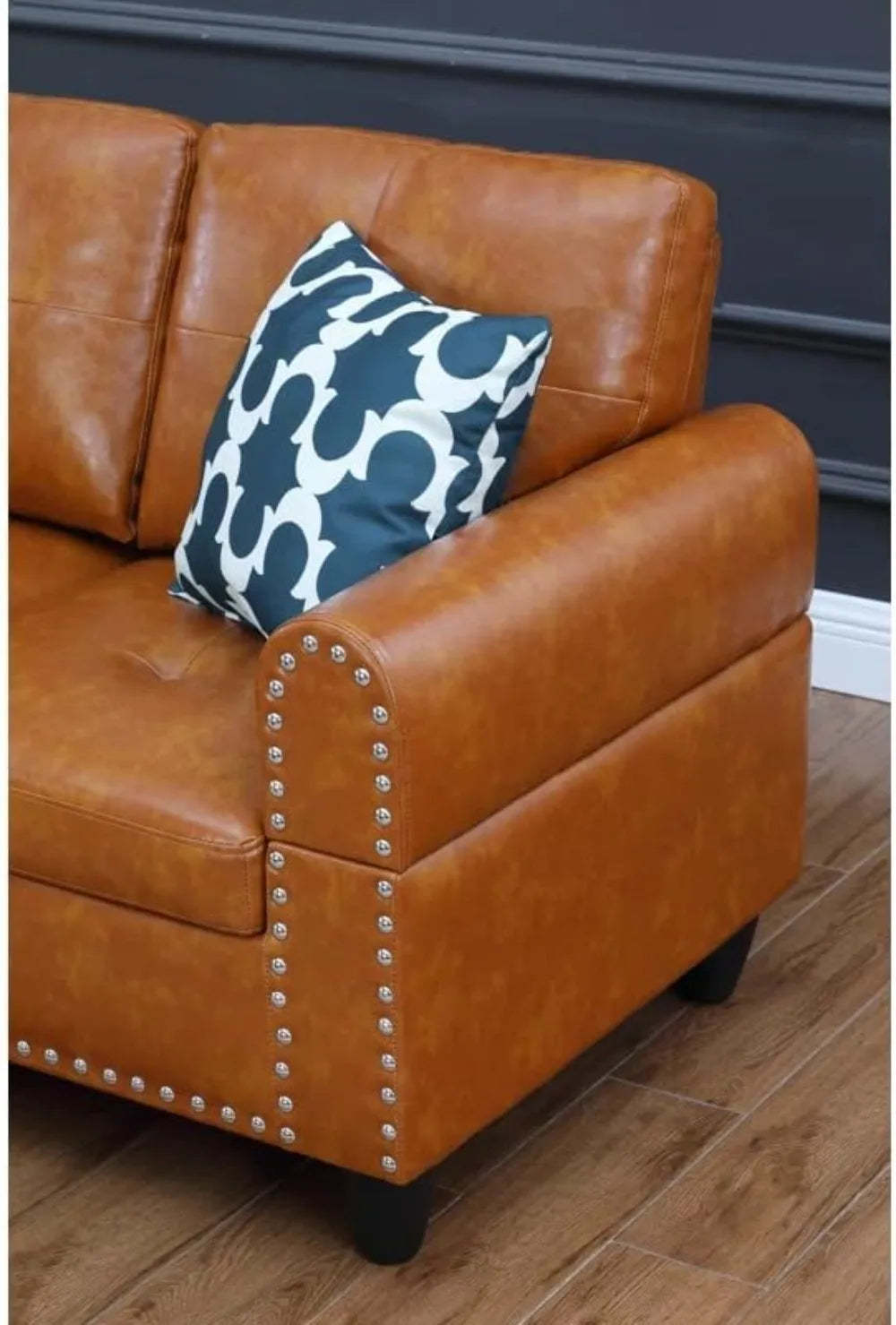 2-Piece Faux Leather Sectional Sofa - Stylish and Comfortable Living Room Furniture Set