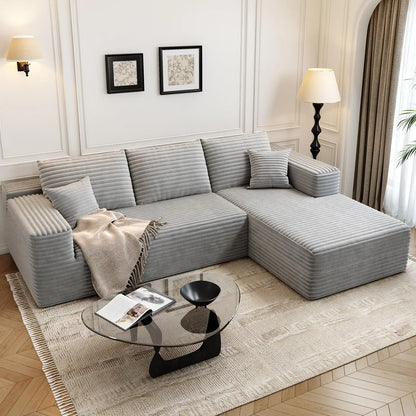 107.5" Cloud Modular Sectional Couch with 1 Ottoman,Modern Minimalist Upholstered Couches, Comfort U Shaped Sofa for Living Room