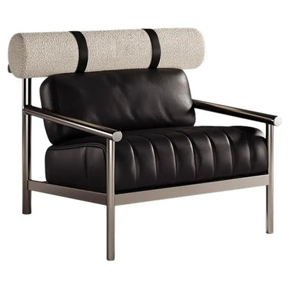 Single chair, living room, simple sofa chair, vintage creative stainless steel lounge chair, reception room