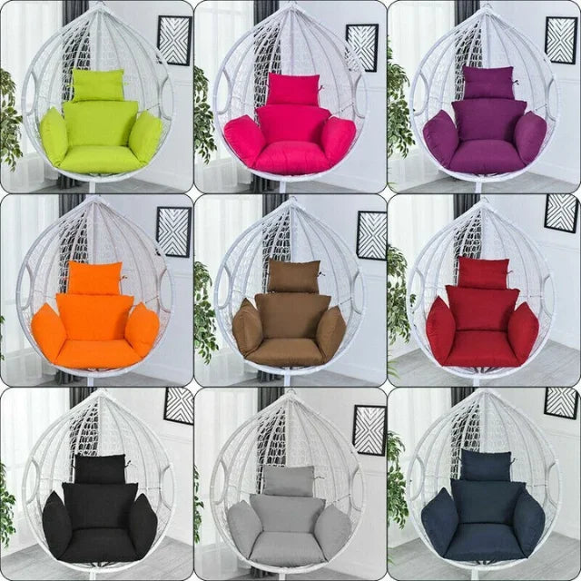 Patio Indoor Outdoor PE Rattan Steel Frame Hanging Egg Shaped Swing Chair with Cushion Stand for Balcony Villa Egg Swing Chair