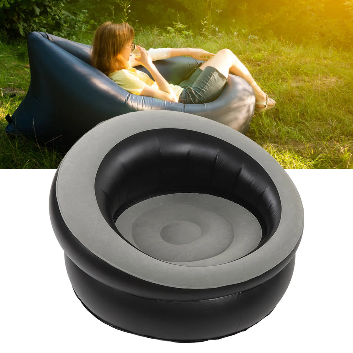【HOT】Inflatable Couch Lightweight Widely Applicable Inflatable Sofa Chair Ergonomic Design PVC for Balcony