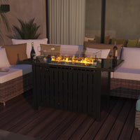 42 Inch Gas Fire Pit Table, 50,000 BTU Propane Pits for Outside with Steel Lid and Waterproof Cover, 2 in 1 Firepit Table