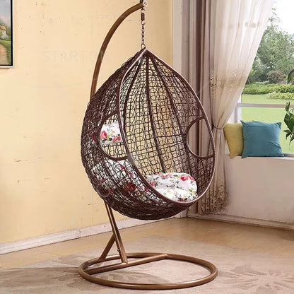 Factory Metal Adult Bamboo Rattan Outdoor Balcony Rocking Hanging Patio Swing Chair