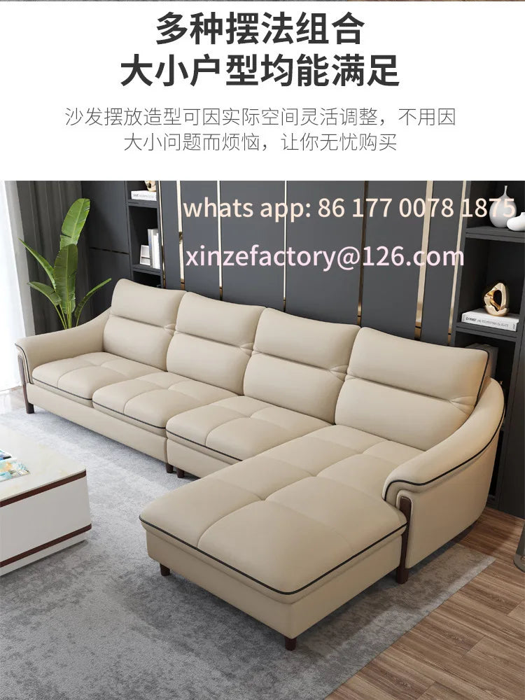 Customizable leather sofa size apartment living room simple and modern