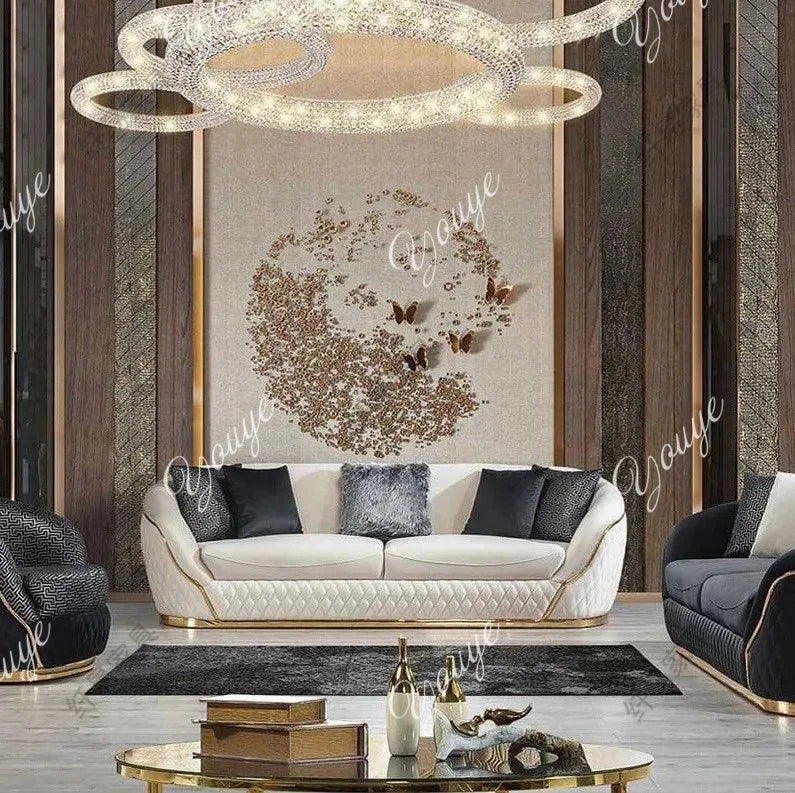 European velvet sofa modern simple size apartment living room Italian light luxury leather straight-row sofa combination