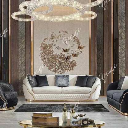 European velvet sofa modern simple size apartment living room Italian light luxury leather straight-row sofa combination