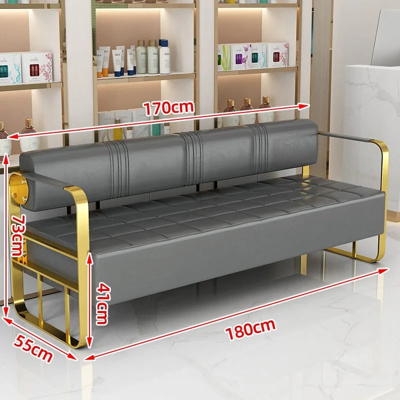 Famous Hair Salon Area Bench Hair Salon Waiting Light Luxury Stainless Steel Bar Sofa